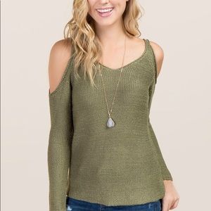 Franchescas Yadra Thin Strap Cold Shoulder Sweater
